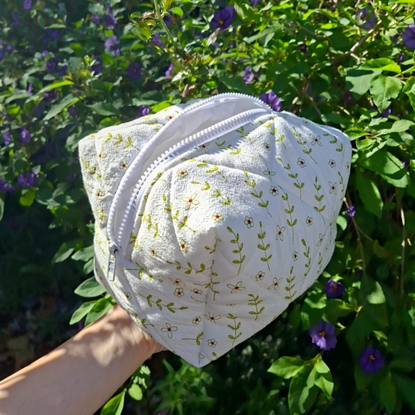Large White Floral Make-up Bag